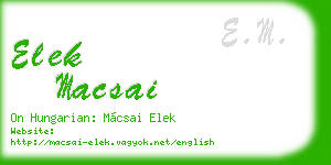 elek macsai business card