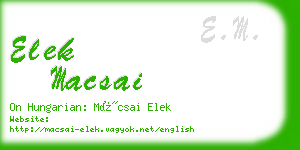 elek macsai business card